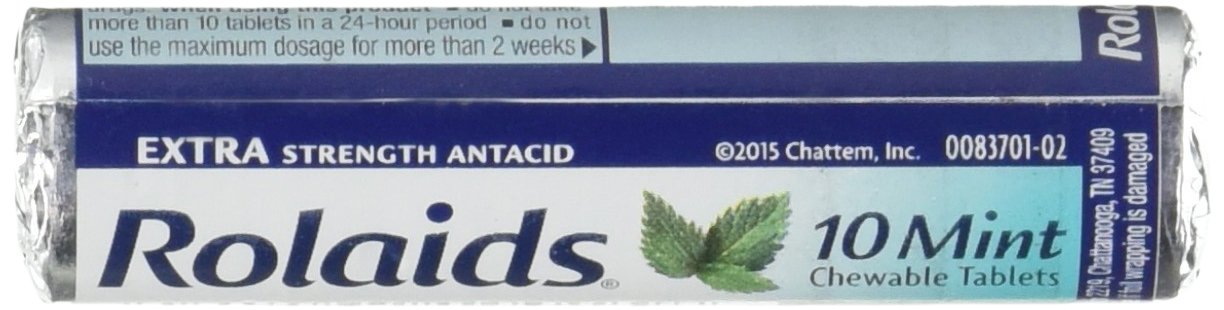 Extra Strength Rolaids Antacid Chewable Tablets 10 Count Pack Of 12