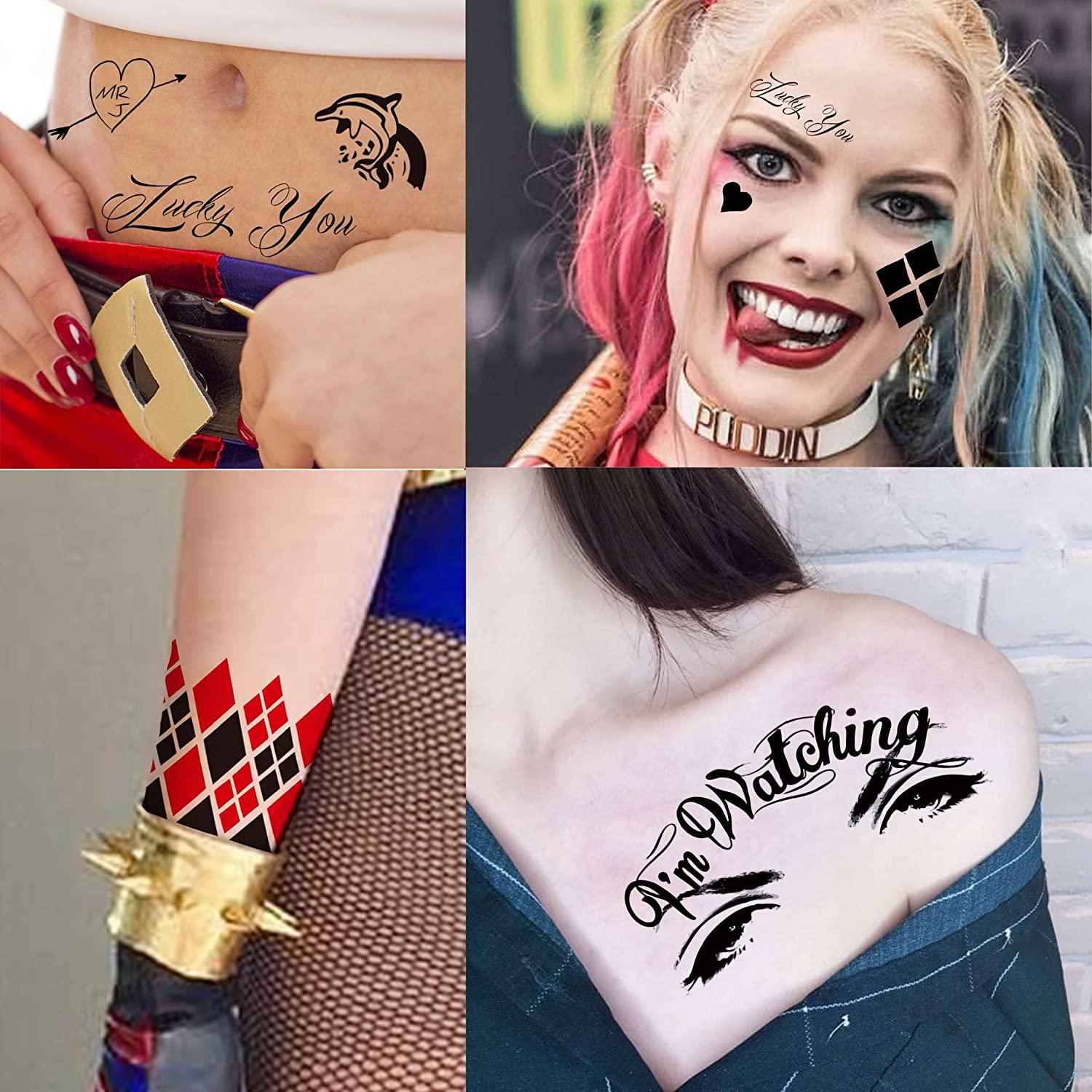 Tasroi Sheets Harley Quinn Tattoo Stickers For Women Men Adults Fake