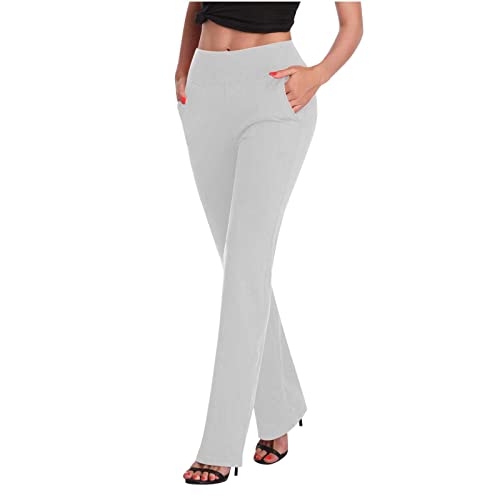 White yoga flare pants, Women's Fashion, Bottoms, Jeans & Leggings