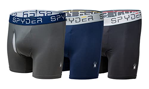 Spyder Performance Mesh Mens Boxer Briefs Sports Underwear 3 Pack/Fly Front  X-Large Navy/Black/