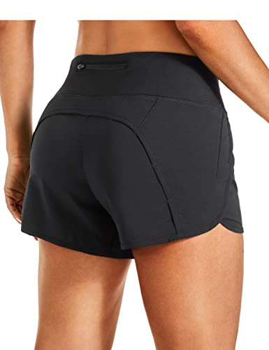 CRZ YOGA High Waisted Workout Shorts for Women - 4'' Mesh Liner Lightweight  Gym Athletic Shorts Running Sport Spandex Shorts Medium Black