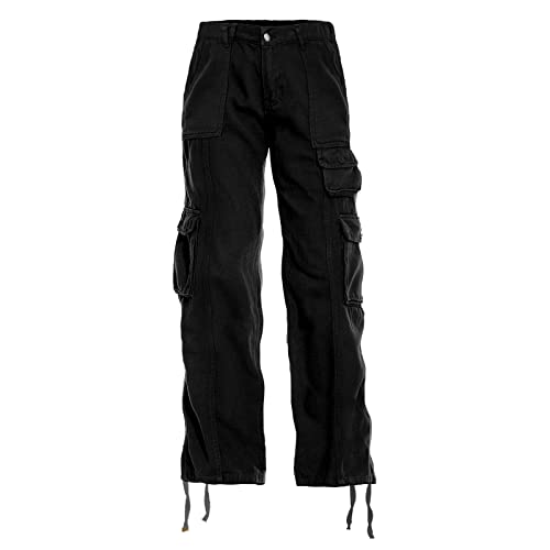  Women's Cotton Casual Military Army Cargo Combat Work Pants  with 8 Pocket Black US 2 : Clothing, Shoes & Jewelry