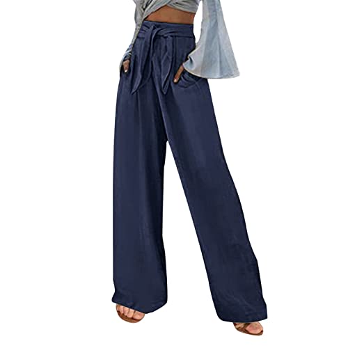 Chiclily Belted Wide Leg Pants for Women High Waisted Business Casual  Palazzo Pants Work Trousers Loose Flowy Summer Beach Lounge Pants with  Pockets, US Size Small in Yellow - Walmart.com