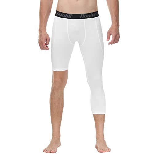 Men's Basketball Single Leg Tight Sports Pants 3/4 One Leg Compression  Pants Athletic Base Layer Underwear