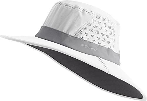 Coolibar UPF 50+ Men's Women's Fore Golf Hat - Sun Protective Large  White/Steel Grey