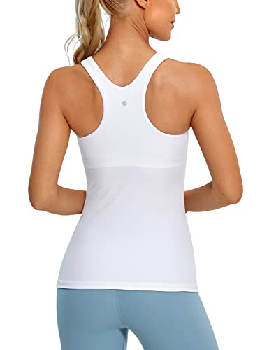 CRZ YOGA Pima Cotton Women's Hip-Length Tank Top High Neck Yoga Gym Shirts