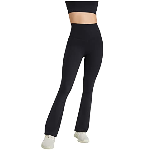 Womens Plus Size Yoga Pants Flare Leg Fold Over Waist Gym Workout Polyes