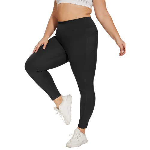 Women's Buttery Soft Activewear Leggings with Pockets - Black, L 