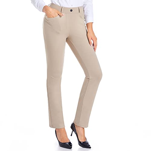 HARTPOR Women's Yoga Dress Pants Stretchy for Work Office Slacks for  Business Casual Pants Petite/Regular with Pockets 31 Inseam X-Large Khaki