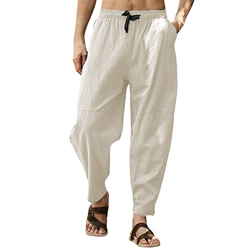 Men Casual Drape Wide-Leg Straight-Leg Long Pants Summer Loose Trousers  White | eBay