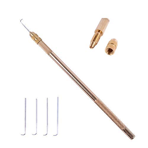 YANTAISIYU 4 pcs Ventilating Needles +1 Brass Holder for Lace Wig Needle
