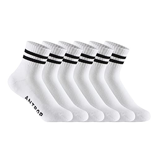 Women's Striped Cushioned Crew Socks - Black/White