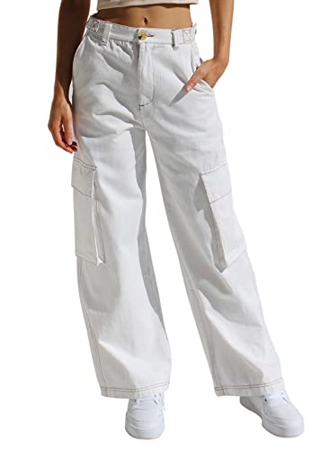 EVALESS Cargo Pants Women Casual Loose High Waisted Straight Leg Baggy  Pants Trousers with Pockets 6