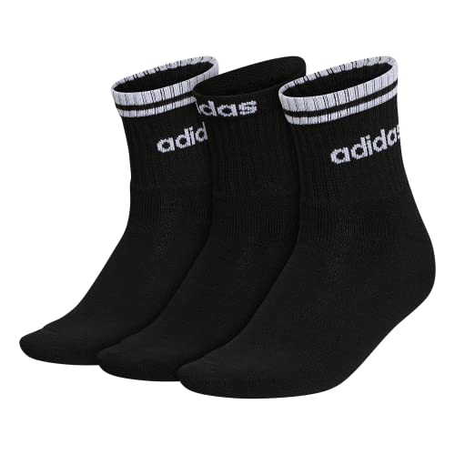 adidas Women's Sport Stripe High Quarter Socks (3-Pair) Medium Black/White