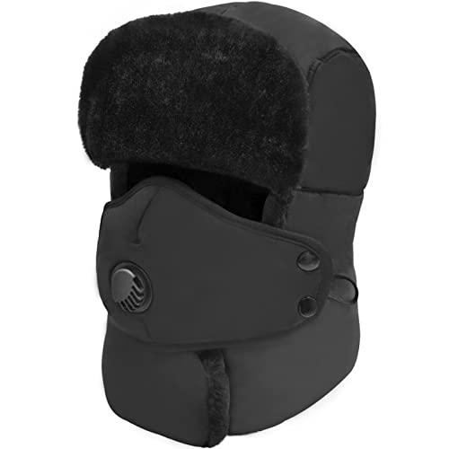 Winter Trapper Hat for Men & Women, Trooper Hunting Russian Fur Hat with Ear  Flap 