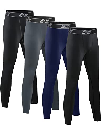 HOPLYNN 4 Pack Youth Boy's Compression Pants Leggings Tights