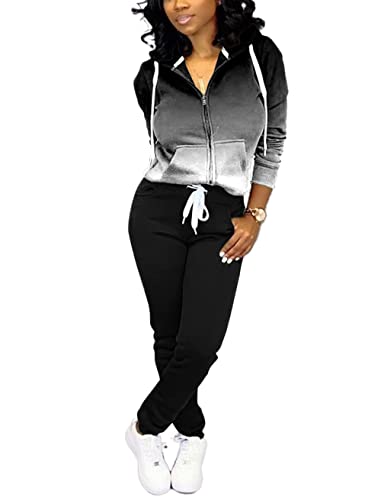 Womens Hoodie + Sweatpants 2-piece Sweat Suits Tracksuits Hooded Jogging  Sports Suits Baseball Uniforms Track Suits Jogger