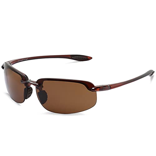 Brown Rimless Polarized Sunglasses with TR90 Tortoise Frame, Maxx 5 – Maxx  Sunglasses