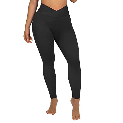  Womens Crossover Leggings High Waisted Tummy Control Workout  Cross-Waist Yoga Pants Moisture Wicking Running Pants Black : Clothing,  Shoes & Jewelry
