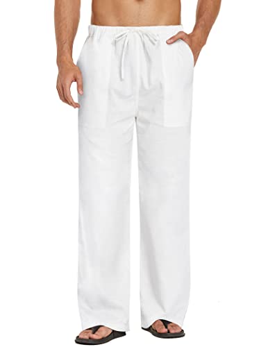 COOFANDY Mens Casual Linen Pants Capri White Below Knee Regular  Fit 3/4 Pants Drawstring Summer Beach Yoga Pants with Pockets : Clothing,  Shoes & Jewelry