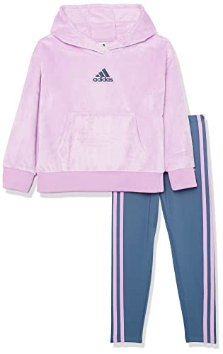 adidas Girls\' 2-Piece Silken Fleece Set Pullover Bliss Tight Lilac Hooded 3T