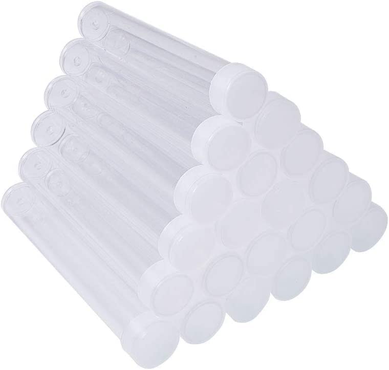PH PandaHall 100pcs Clear Plastic Tube Bead Containers Transparent