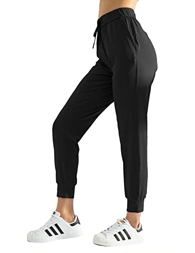 AJISAI Women's Joggers Pants Drawstring Running Sweatpants with Pockets  Lounge Wear Black Medium
