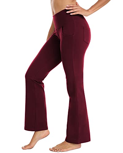 LA7 Burgundy Crossover Leggings for Women with Pockets for Gyming, Cycling,  Yoga, Workout, Large - Walmart.com