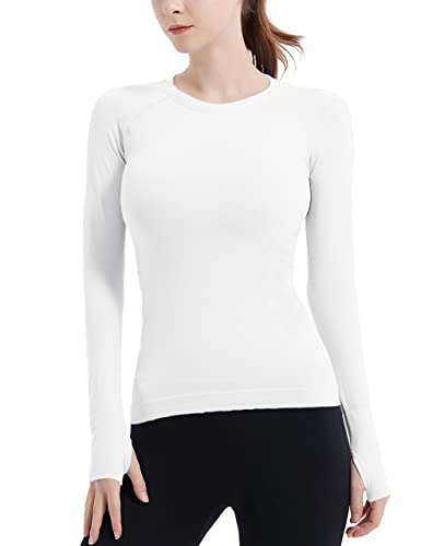 Women's Long Sleeve Workout Shirts in White