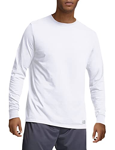 Russell Athletic Men's Cotton Performance Long Sleeve T-Shirt T-Shirt Large  White