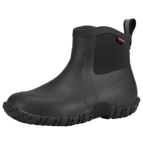 HISEA Women's Rain Shoes Ankle Height Rubber Garden Boots Insulated  Waterproof for Mud Working Outdoor 8