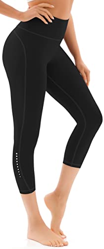 AFITNE High Waisted Capri Leggings for Women Tummy Control Workout Athletic  Stretchy Leggings Cropped Yoga Pants with Pockets X-Small Black