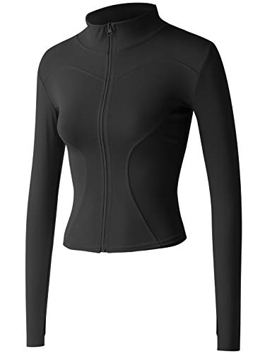 Women's Black Zip Up Fitted Workout Jacket with Thumbholes – PUBLIC MYTH