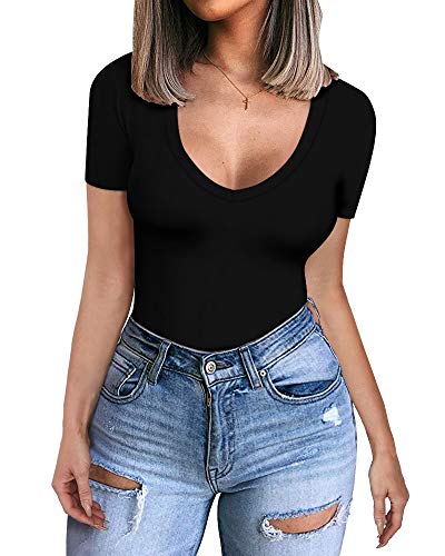 CLOZOZ Long Sleeve Tops for Women Sexy Womens V Neck T Shirts for