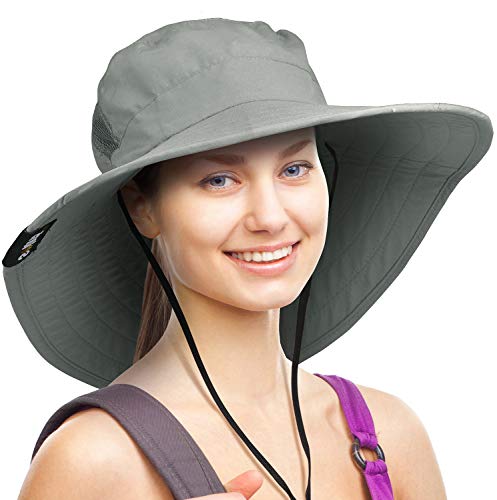 Solaris Wide Brim Sun Hat UPF 50+ Sun Protection Outdoor Hiking Gardening  Hat for Women and Men Grey
