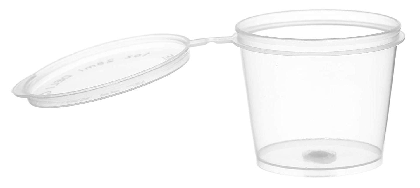 1 oz. Plastic Disposable Portion Cups with Lids - Souffle Cups