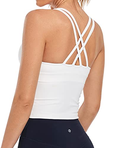 Women's White Sleeveless Top With Built-in Bra, Non-removable Pads And  Spaghetti Straps For Backless Dresses