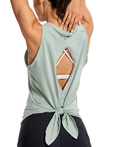 CRZ YOGA Women's Pima Cotton Workout Tank Tops Tie Back Sleeveless