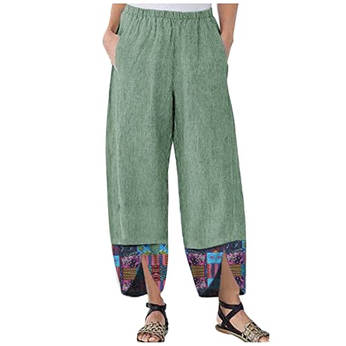 Womens Summer Cotton Linen Baggy Pants Ladies Casual Loose