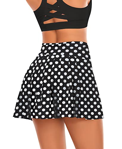 Werena Pleated Tennis Skirt w Pockets Skort Shorts Athletic Golf, Black,  Medium 
