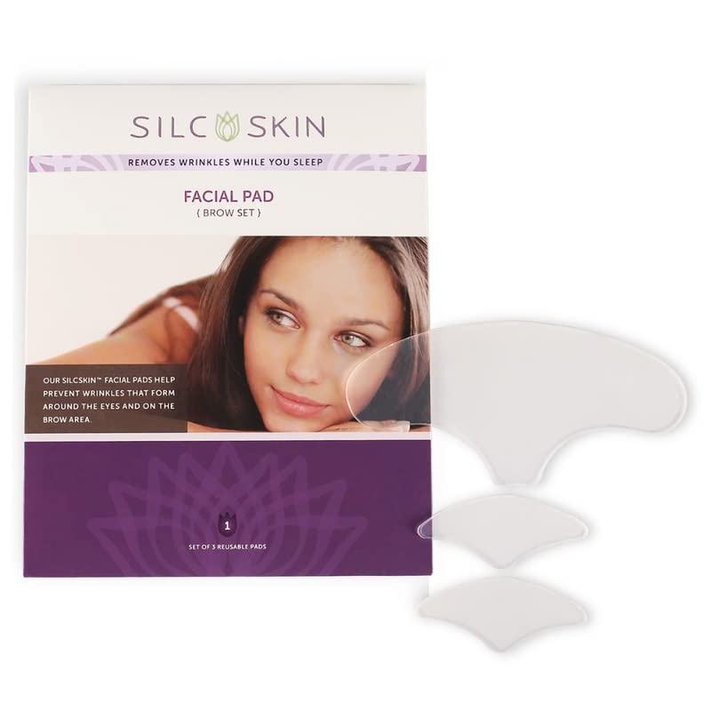 SilcSkin Facial Pad Brow Set Helps with Brow Wrinkles & Crow's Feet from  Sun Aging Side Sleeping Reusable Self Adhesive Medical Grade Silicone 1  Brow Pad 2 Eye Pads