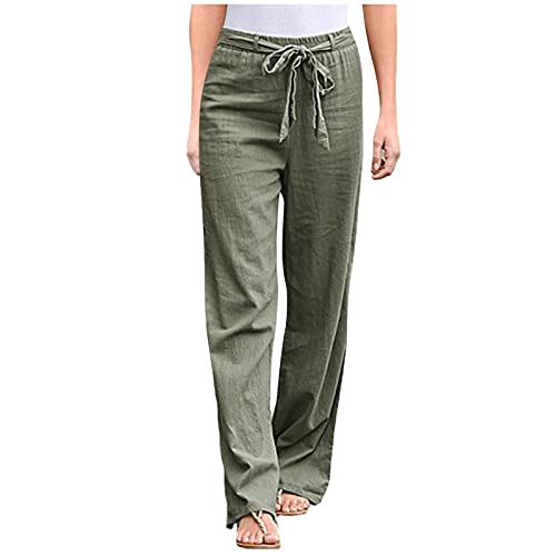  Huilaibazo Women High Waist Capris Summer Casual Cropped Pants  Solid Linen Sweatpant Trend Below Knee Length Pant with Pocket Casual Capri  Pants for Women Pantalon Palazzo Mujer Army Green : Clothing
