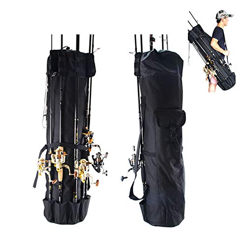 GOODTY Fishing Pole Bag Fishing Rod Organizer Travel Camping Carry Case  Oxford Fabric Fishing Tackle Bag Black