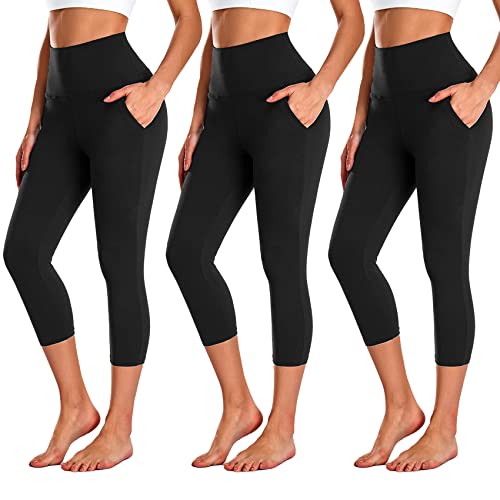  YUNOGA Capri Leggings For Women High Waisted Leggings Tummy  Control Workout Pants