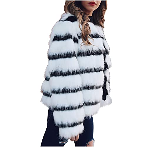 Buy Edary Women's Faux Fur Coat Jacket Short Sleeve Open Front Rabbit Fur  Coat Winter Warm Shaggy Faux Fur Jacket for Women, Black, Small at Amazon.in