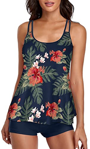 WQJNWEQ Clearance Bathing Suits for Women 2 Piece Swimsuits for Ladies Two  Piece Bathing Suits Floral Print Tank Tops with Boyshorts Tummy Control