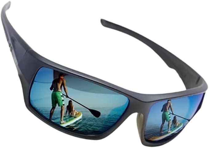 Zelori Polarized Floating Fishing Sunglasses With An Unsinkable TPX Frame  UV400 Designed For Watersports Beach Kayaking Black/Blue Blue