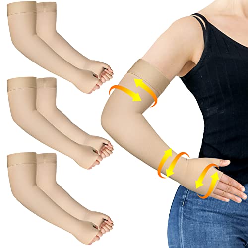  Sosation 3 Paris Lymphedema Compression Arm Sleeve with  Gauntlet 20-30mmhg Graduated Compression Lymphedema Arm Sleeves with  Silicone Band Arm Sleeve with Thumb Support for Woman Man Edema Swelling :  Health 