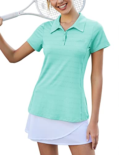  Womens Golf Polo Shirts Collared Button Up Tops Quick Dry 50+  UV Protection Athletic Running Shirts(S,Aqua Green : Clothing, Shoes &  Jewelry