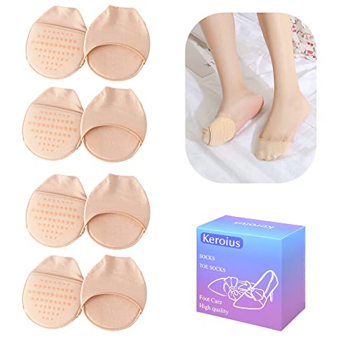 4 Pairs Toe Topper Socks Half Socks Non-Skid Toe Topper Toe Liner Half  Socks Women No Show Liner Socks